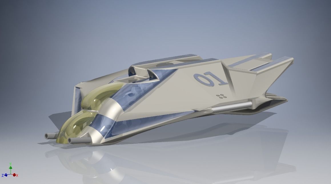 Sci-Fi spaceship Low-poly 3D model_2
