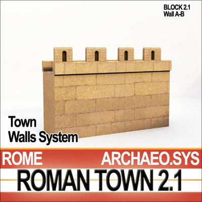 Roman Town Gate and Walls System A 2 1 Low Poly 3D model_9
