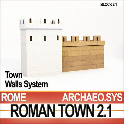 Roman Town Gate and Walls System A 2 1 Low Poly 3D model_14