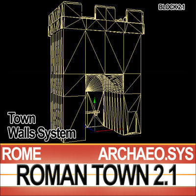 Roman Town Gate and Walls System A 2 1 Low Poly 3D model_20