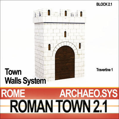 Roman Town Gate and Walls System A 2 1 Low Poly 3D model_15