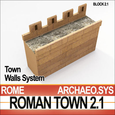 Roman Town Gate and Walls System A 2 1 Low Poly 3D model_13