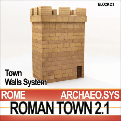 Roman Town Gate and Walls System A 2 1 Low Poly 3D model_12