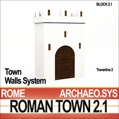 Roman Town Gate and Walls System A 2 1 Low Poly 3D model_17