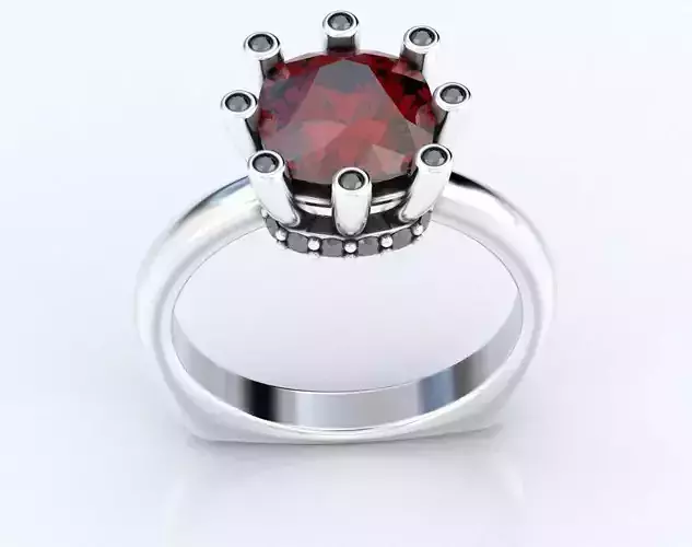 Stylish ring with a large diamond cushion 395