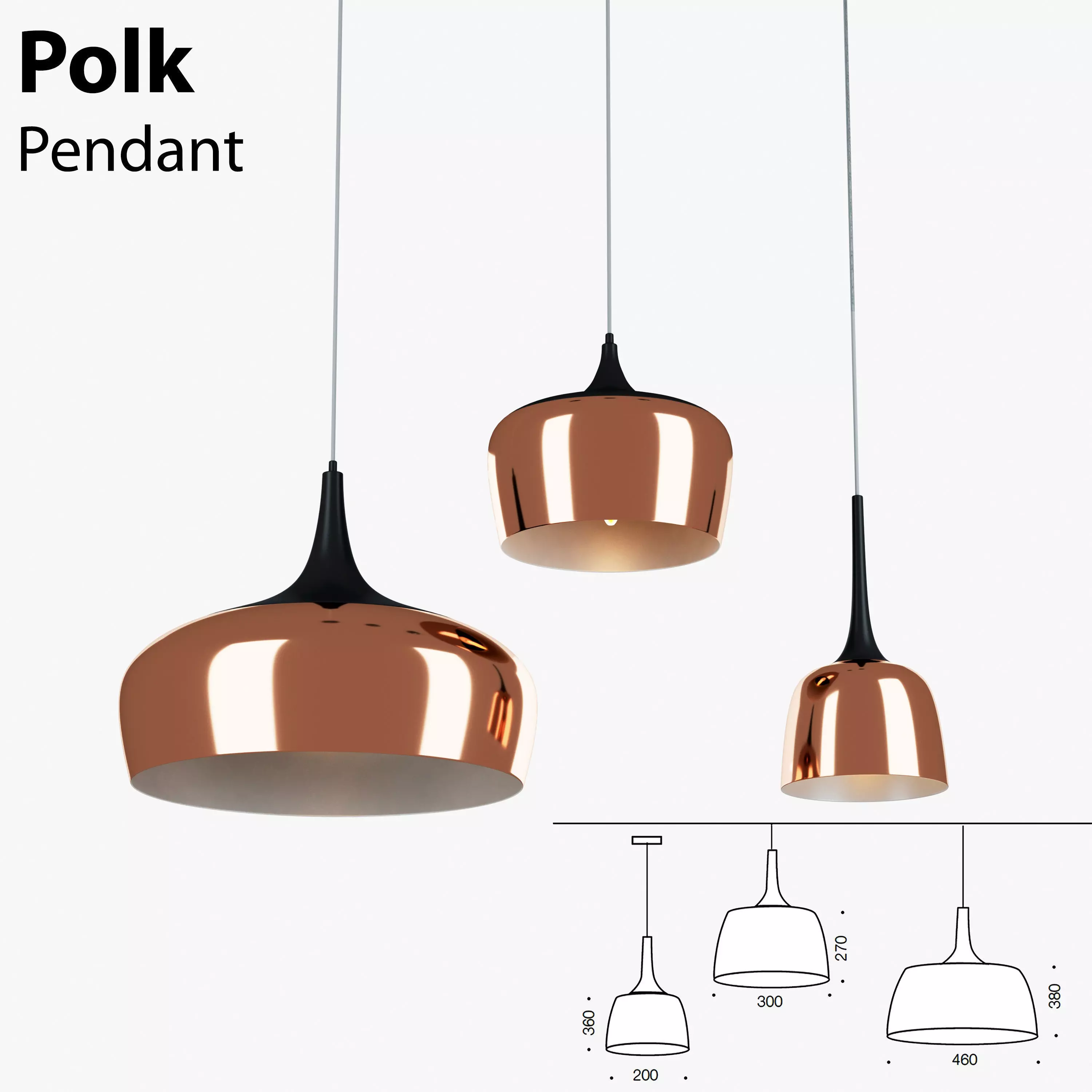 Polk Pendant Light Bronze 3D model