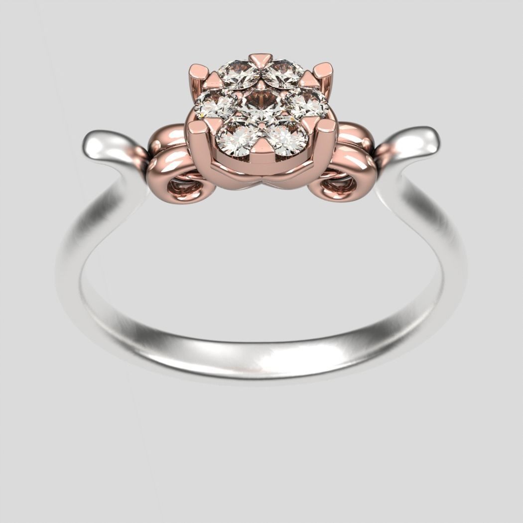 ring lotus carat 3D print model_3