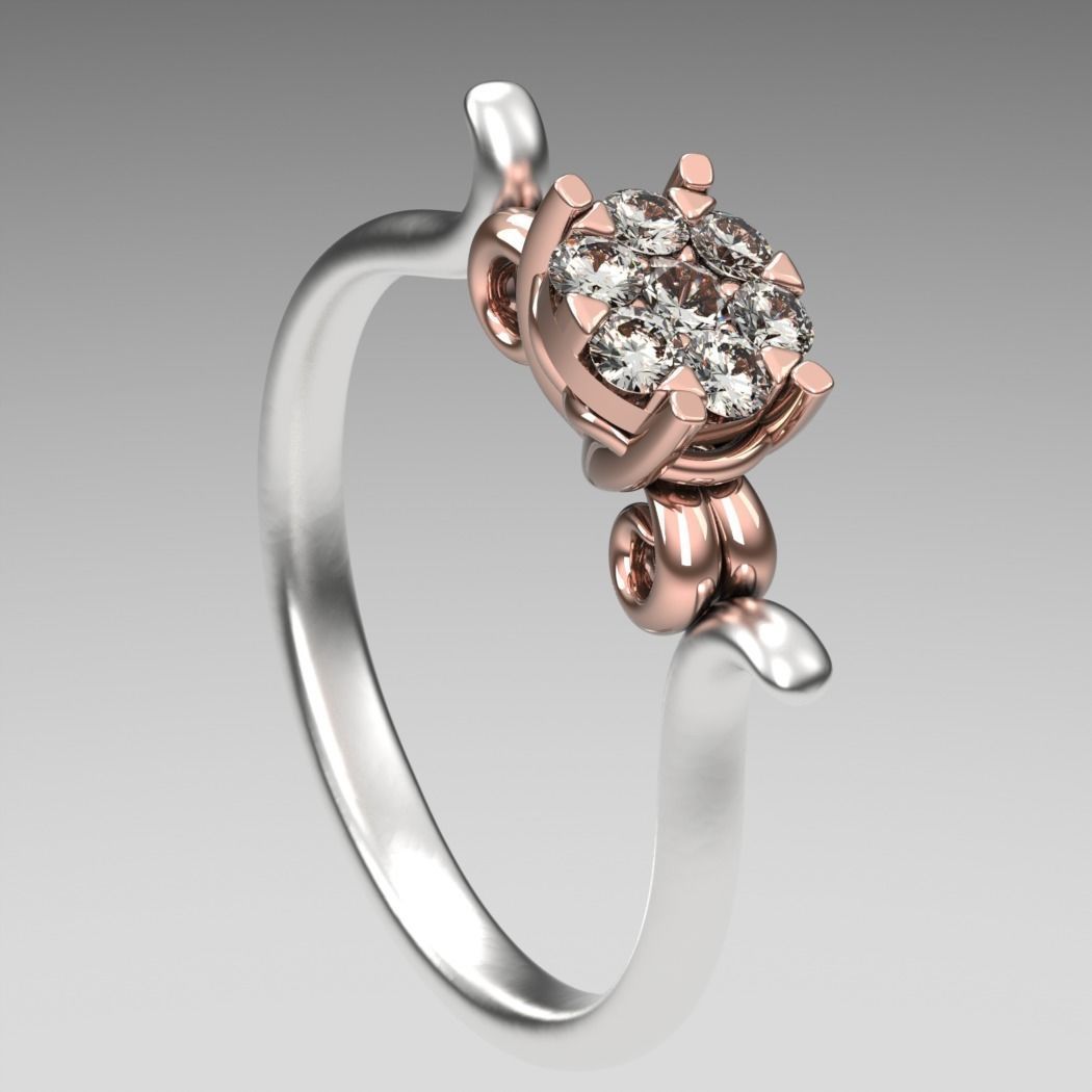 ring lotus carat 3D print model_2