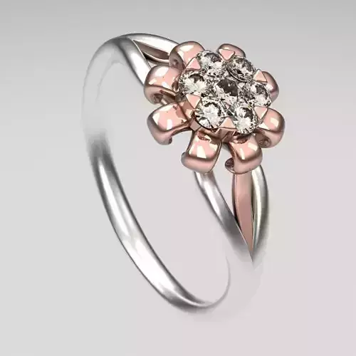 3d rings rose gold and diamond flower ring