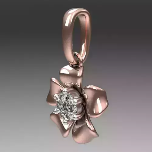 3d pendant rose gold diamond flower