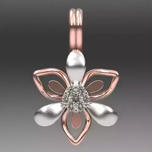 3d pendant rose gold and diamond flower