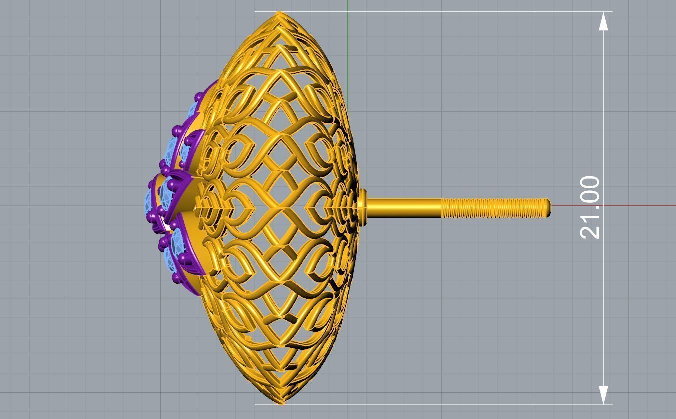 Round Trellis Earring 3D print model_8