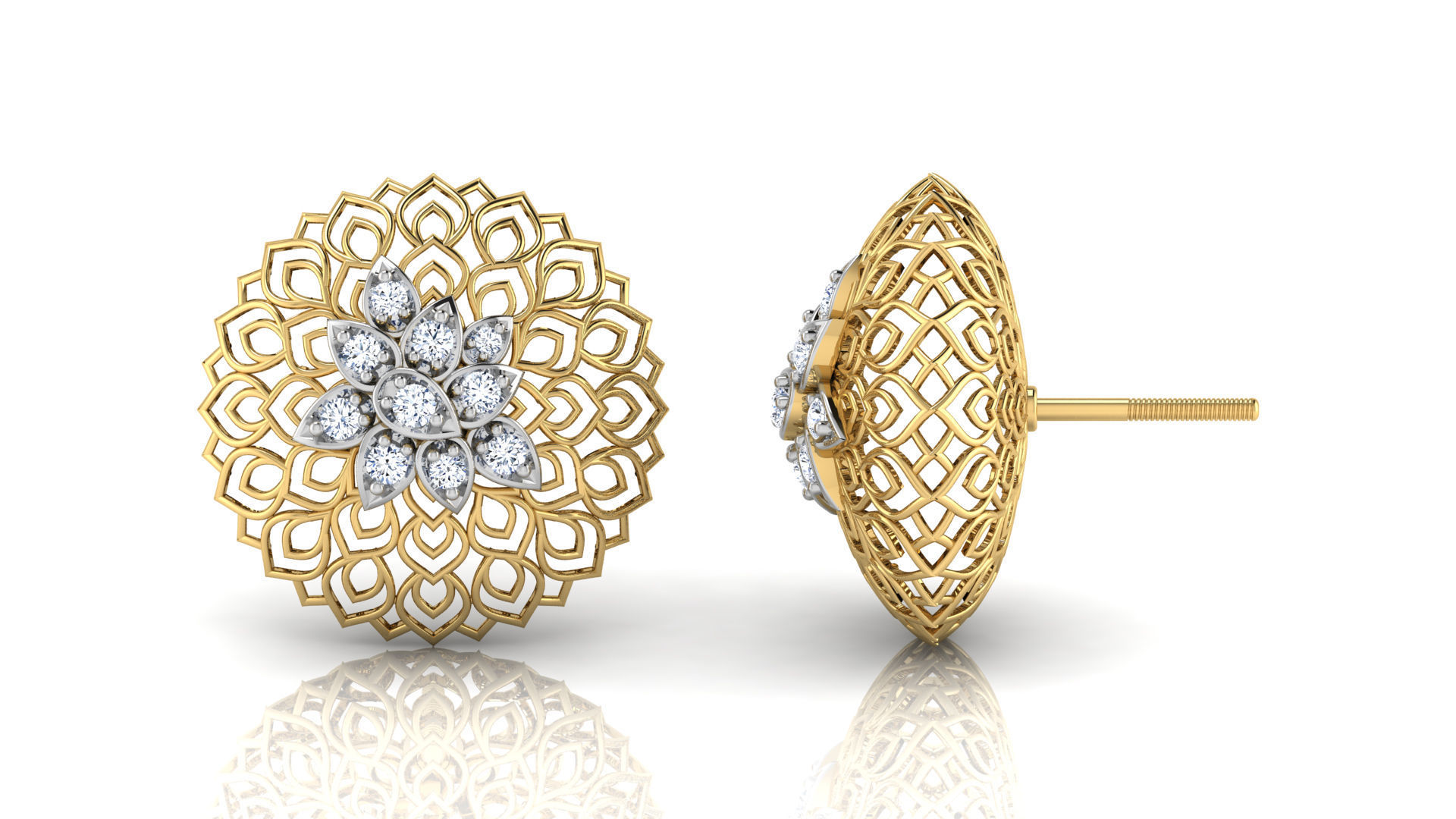 Round Trellis Earring 3D print model_16