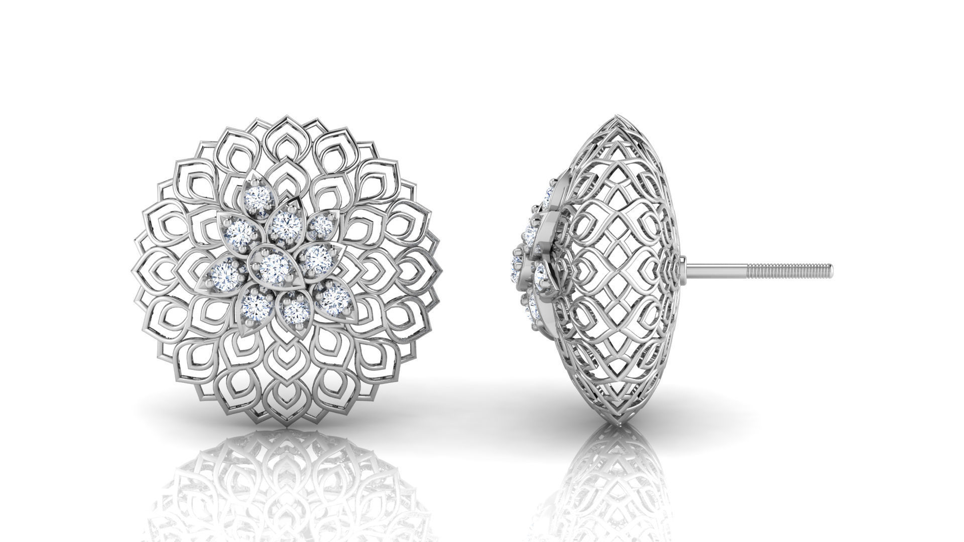 Round Trellis Earring 3D print model_18