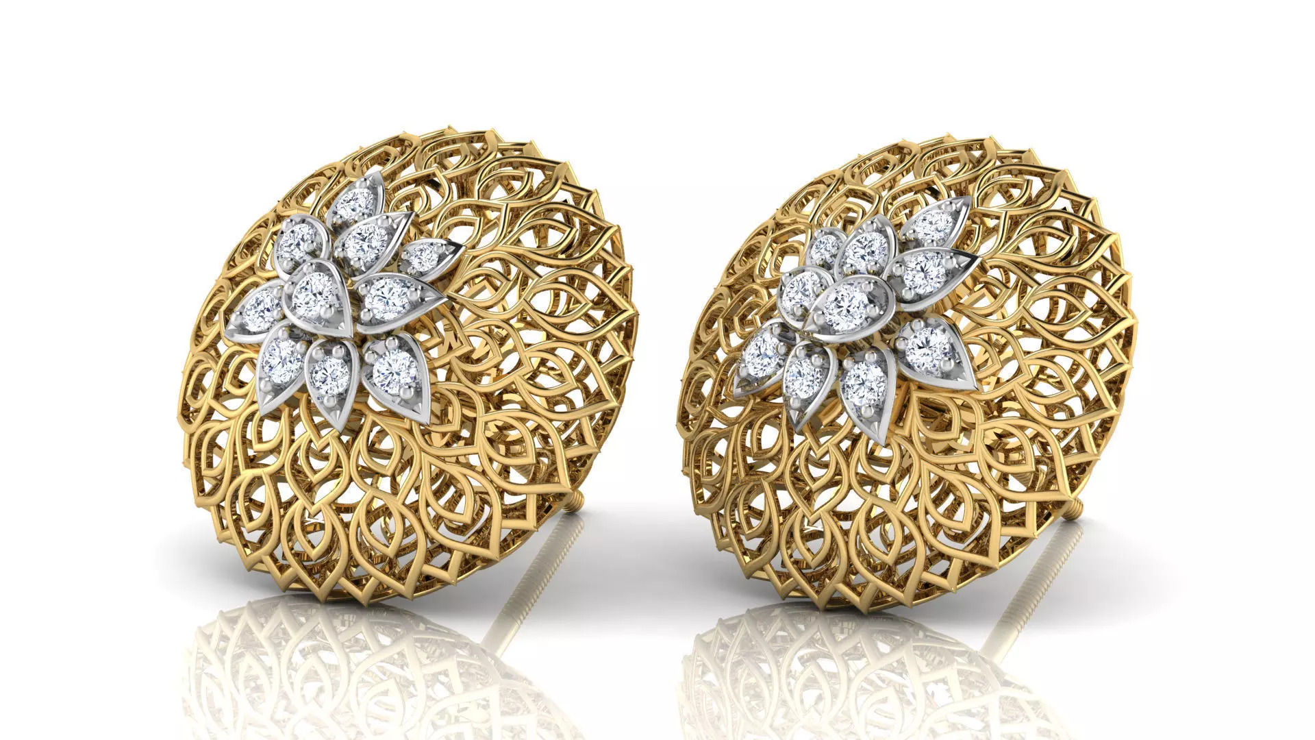 Round Trellis Earring 3D print model_0