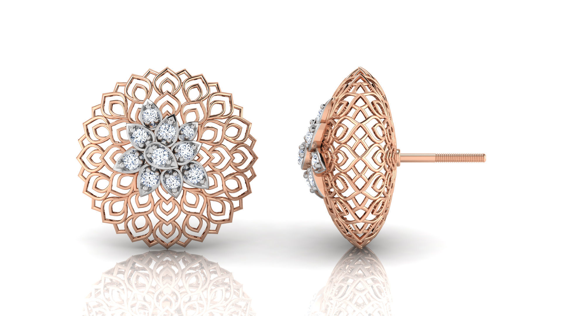 Round Trellis Earring 3D print model_17