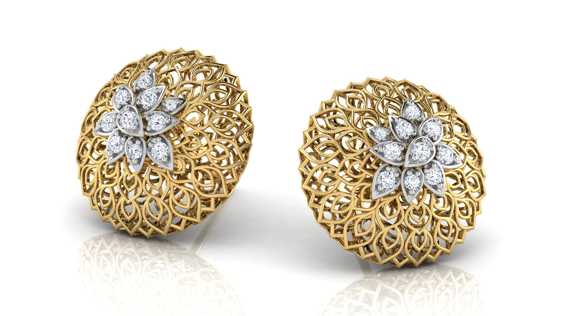 Round Trellis Earring 3D print model_13