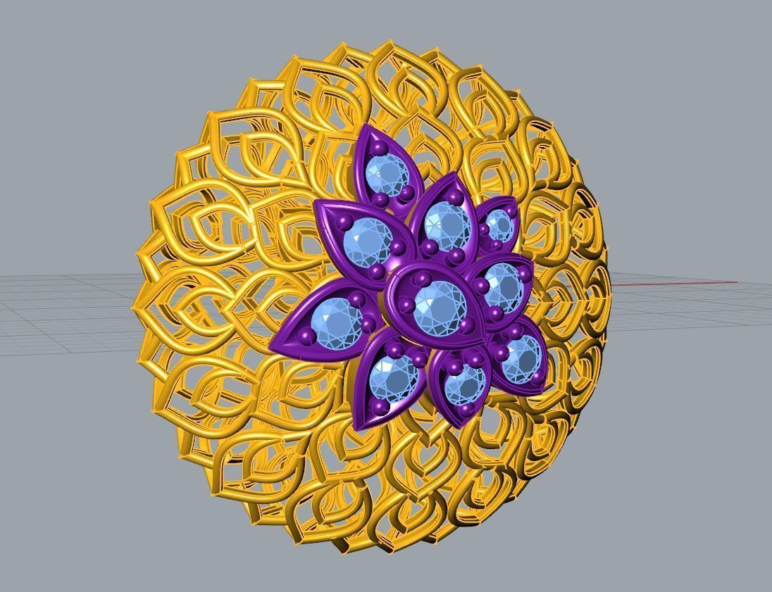 Round Trellis Earring 3D print model_7