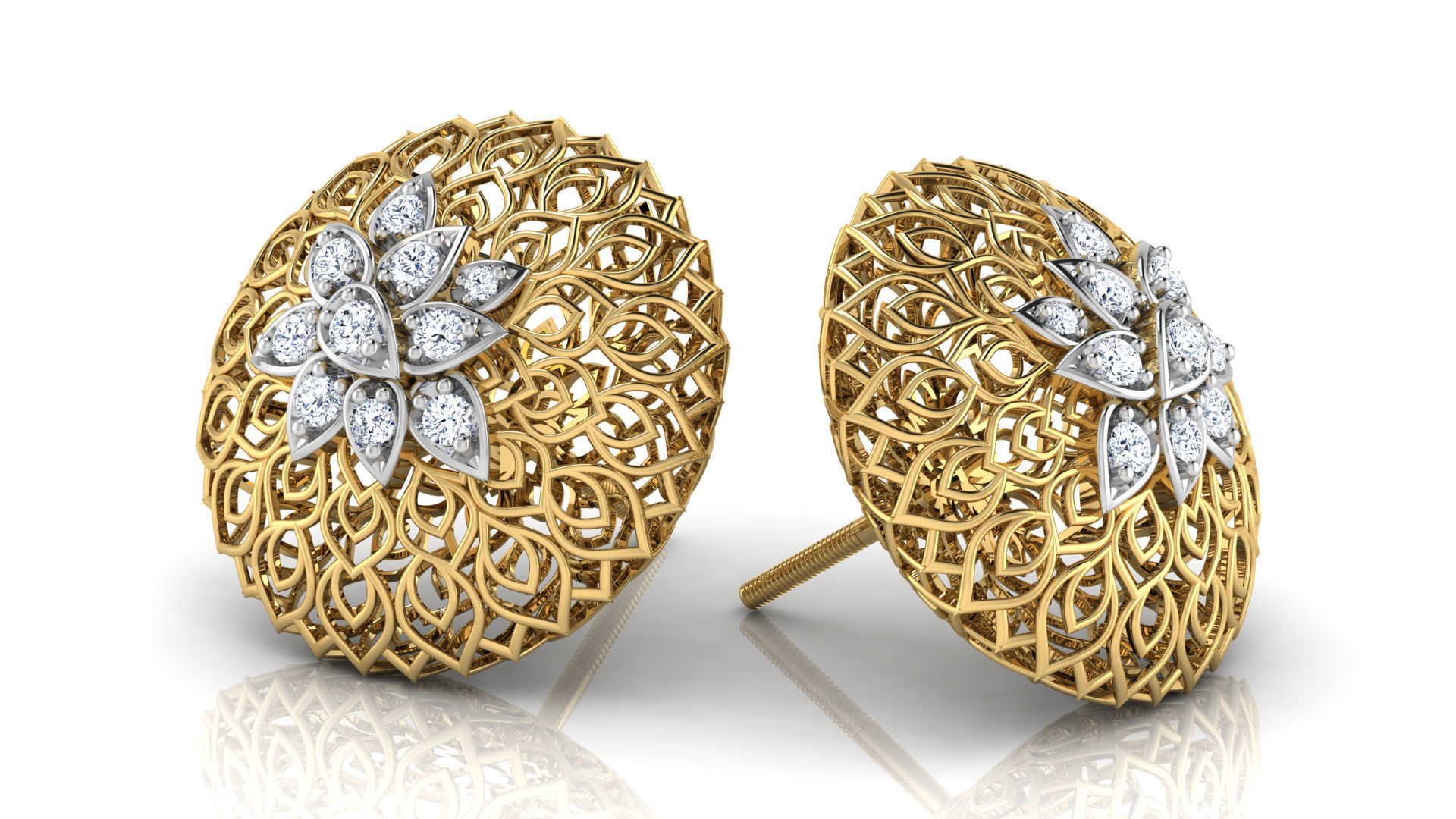 Round Trellis Earring 3D print model_3