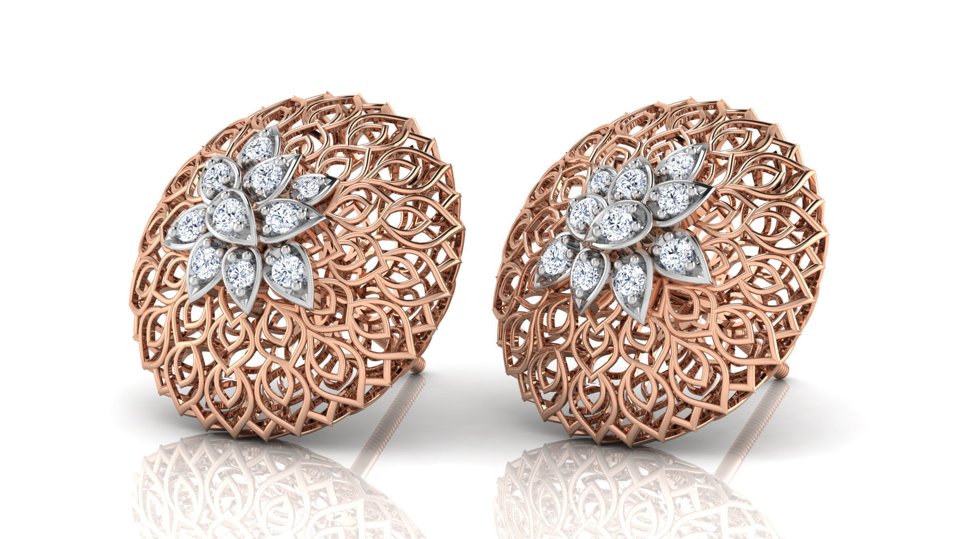 Round Trellis Earring 3D print model_2