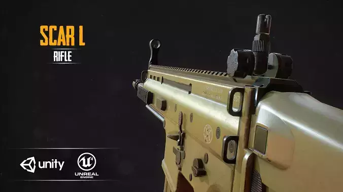 SCAR L tan rifle Low-poly 3D model