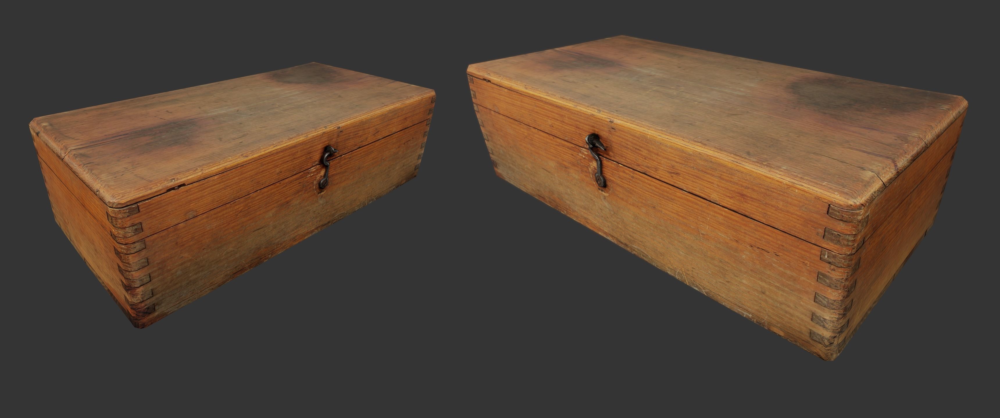 Old Wooden Box - Low Poly - Photogrammetry Low-poly 3D model_1
