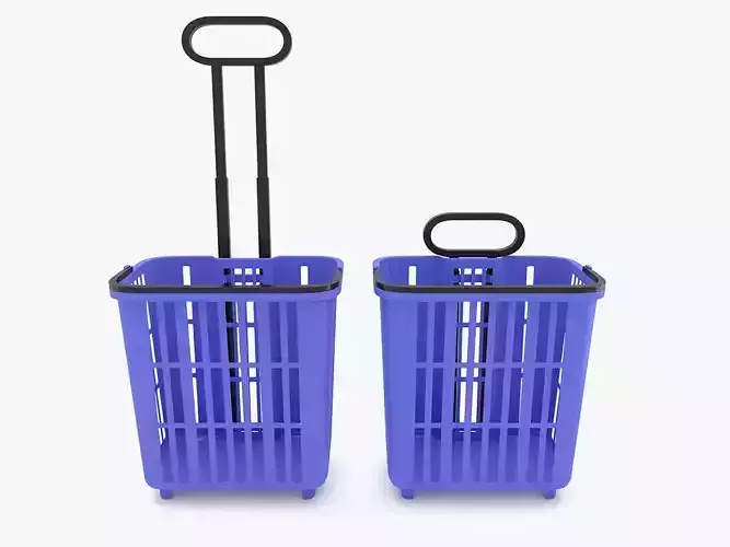 Supermarket - Shopping Basket With Wheels 3D model