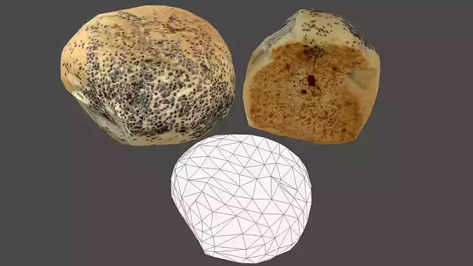 Bread Bun 02 - Low Poly - Photogrammetry