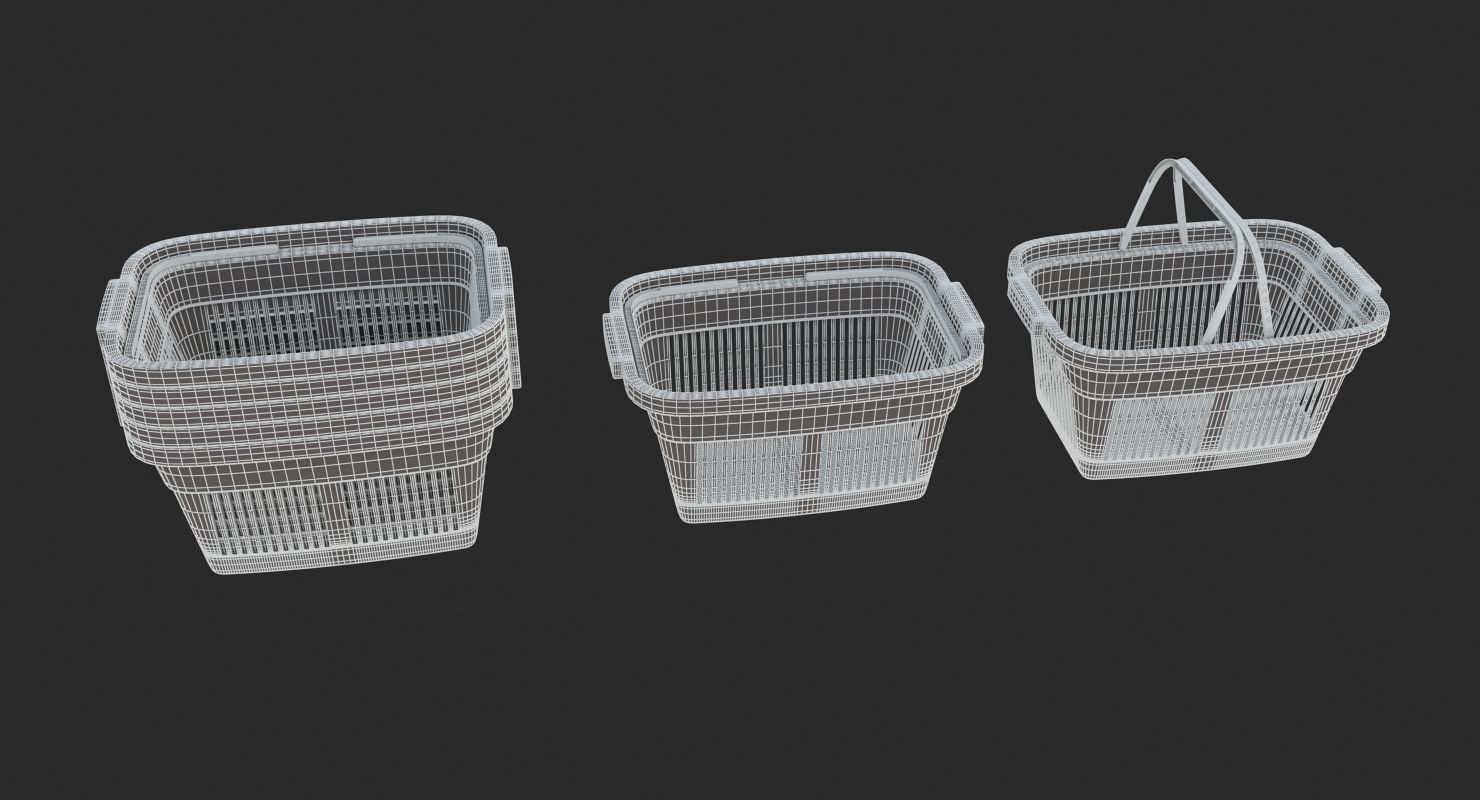 Supermarket - Plastic Shopping Basket 3D model_6