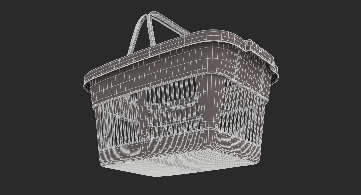 Supermarket - Plastic Shopping Basket 3D model_10