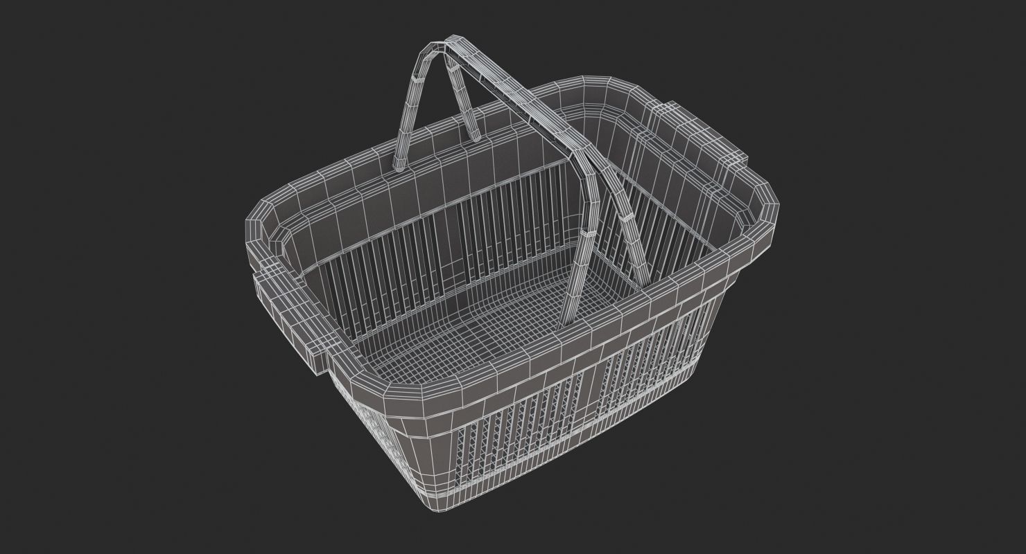 Supermarket - Plastic Shopping Basket 3D model_7