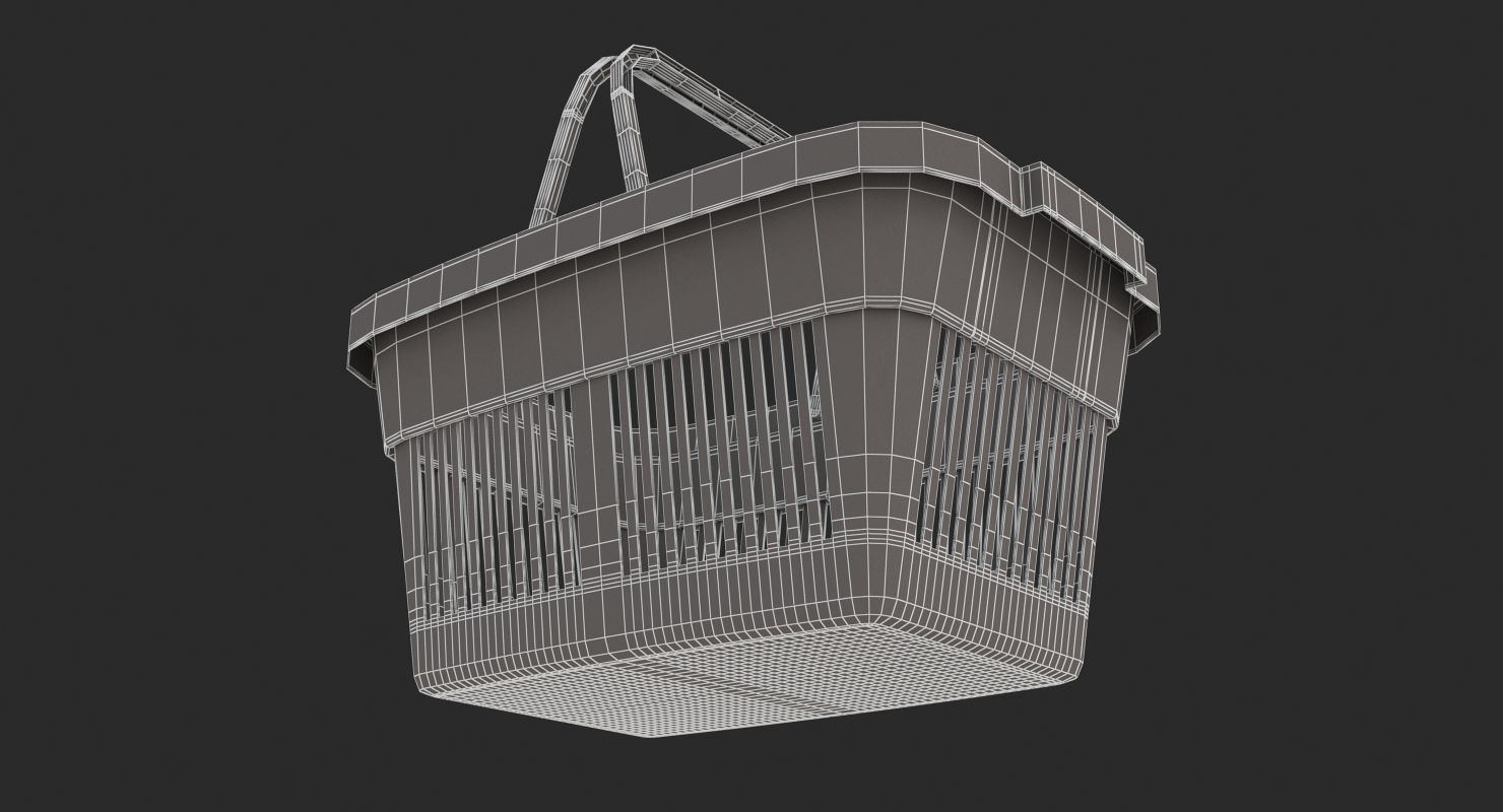 Supermarket - Plastic Shopping Basket 3D model_9