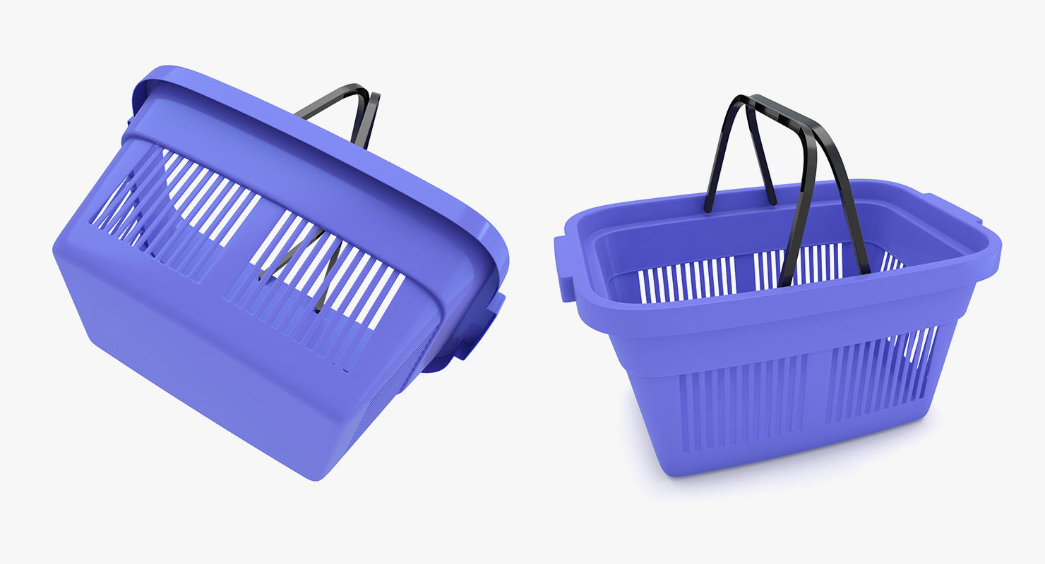 Supermarket - Plastic Shopping Basket 3D model_3
