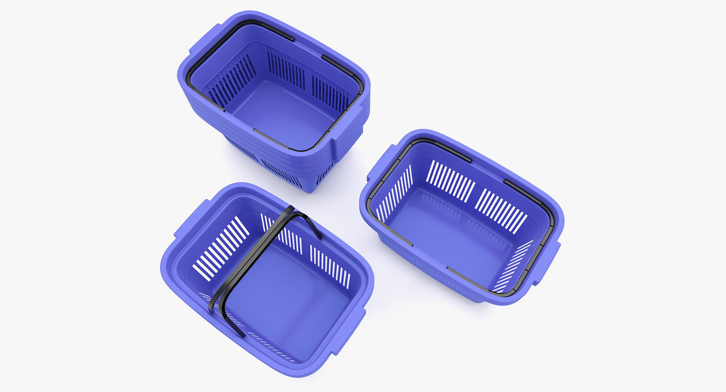 Supermarket - Plastic Shopping Basket 3D model_4