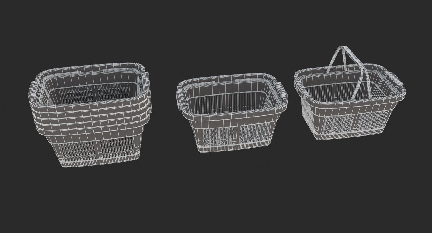 Supermarket - Plastic Shopping Basket 3D model_5