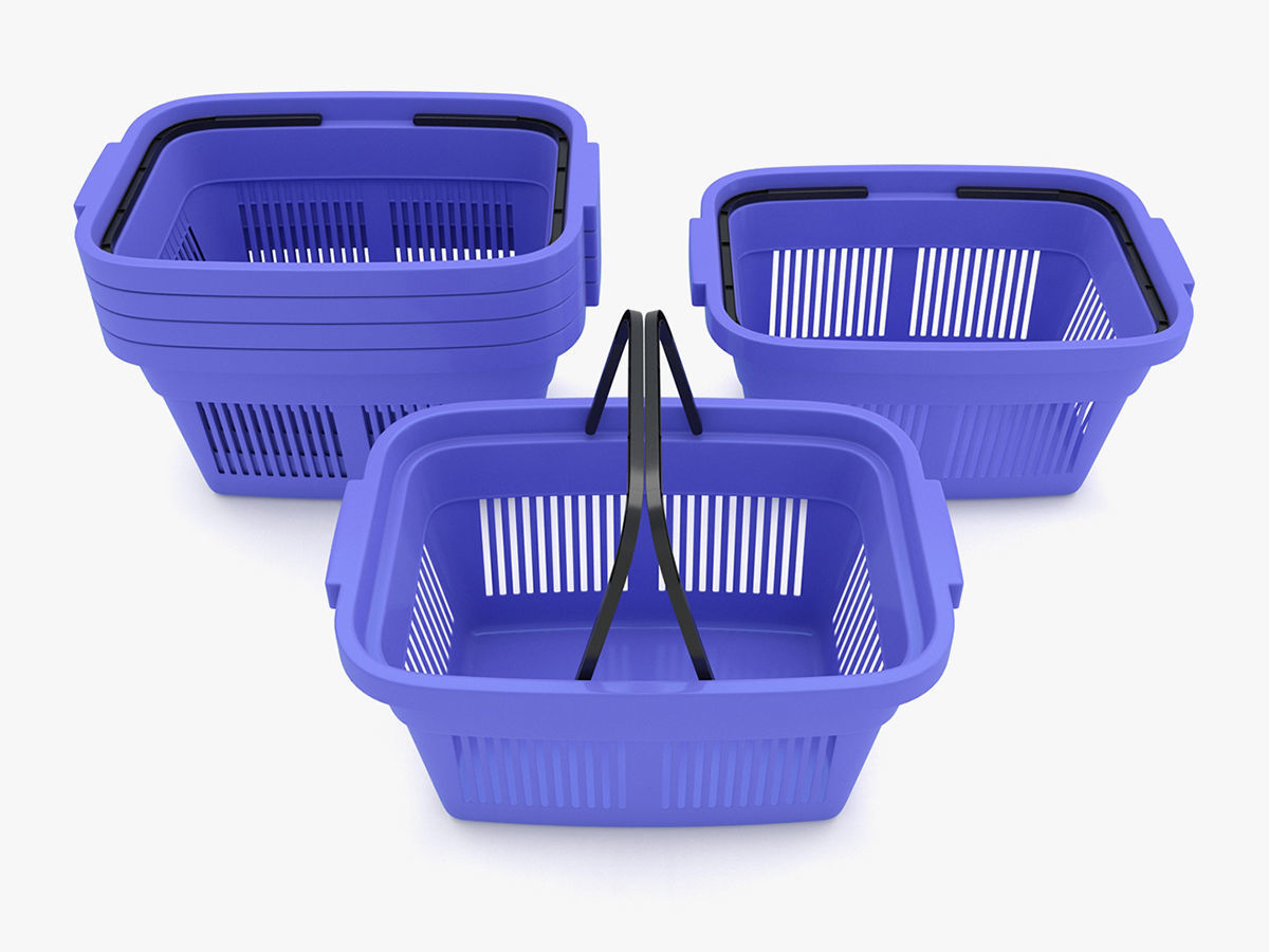 Supermarket - Plastic Shopping Basket 3D model_1