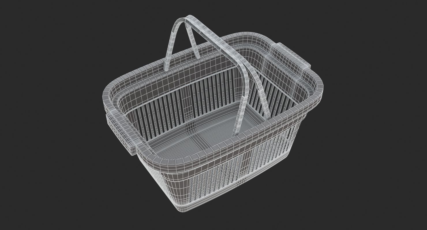 Supermarket - Plastic Shopping Basket 3D model_8