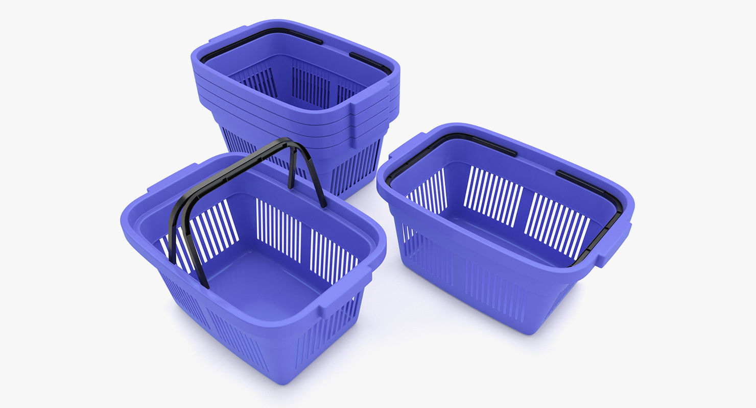 Supermarket - Plastic Shopping Basket 3D model_2