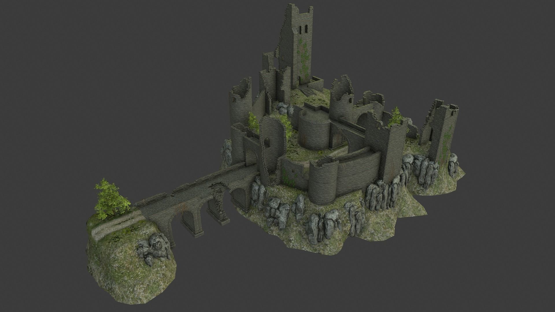 Castle Ruins Low-poly 3D model_1