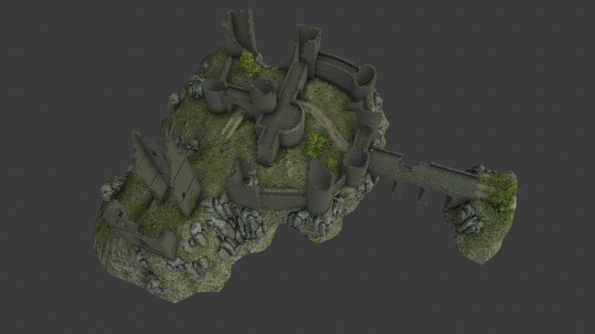 Castle Ruins Low-poly 3D model_2