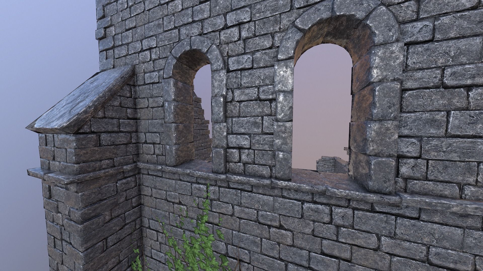 Castle Ruins Low-poly 3D model_10