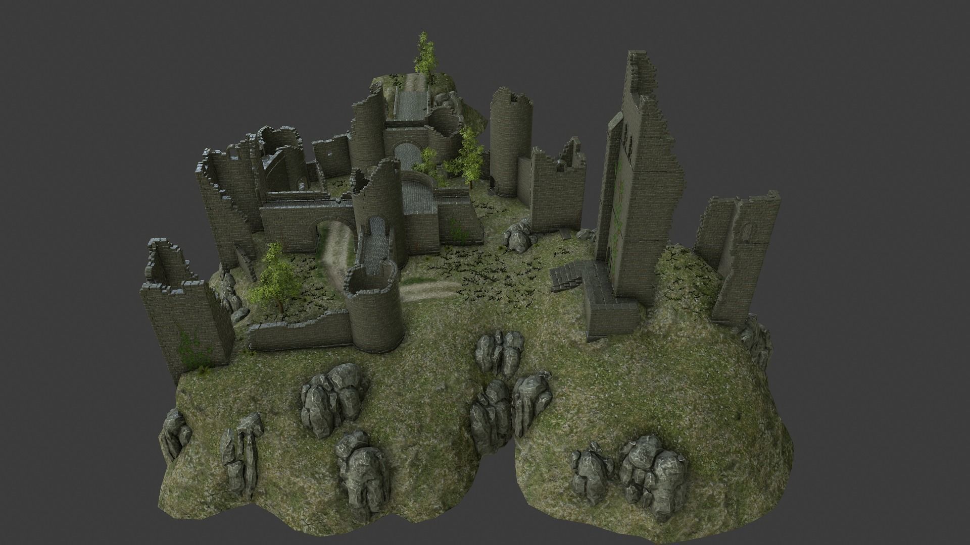 Castle Ruins Low-poly 3D model_3