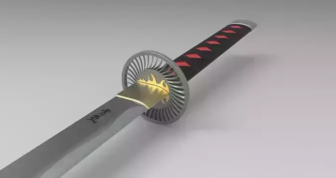 Realitime Katana - with detailed tsuba and blade