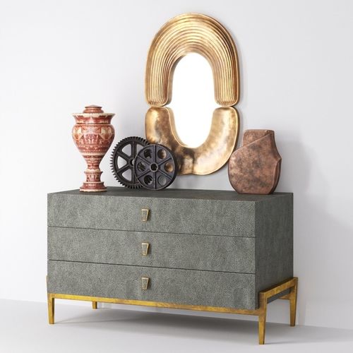 Decorative Set chest of drawers and mirror 3D model
