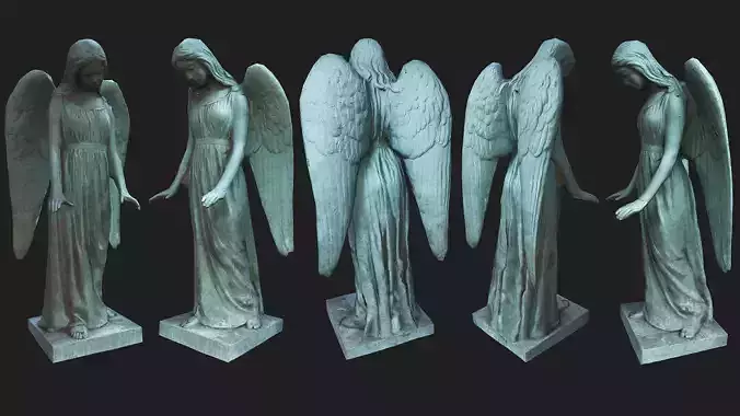 Woman Angel Statue - Low Poly - Photogrammetry