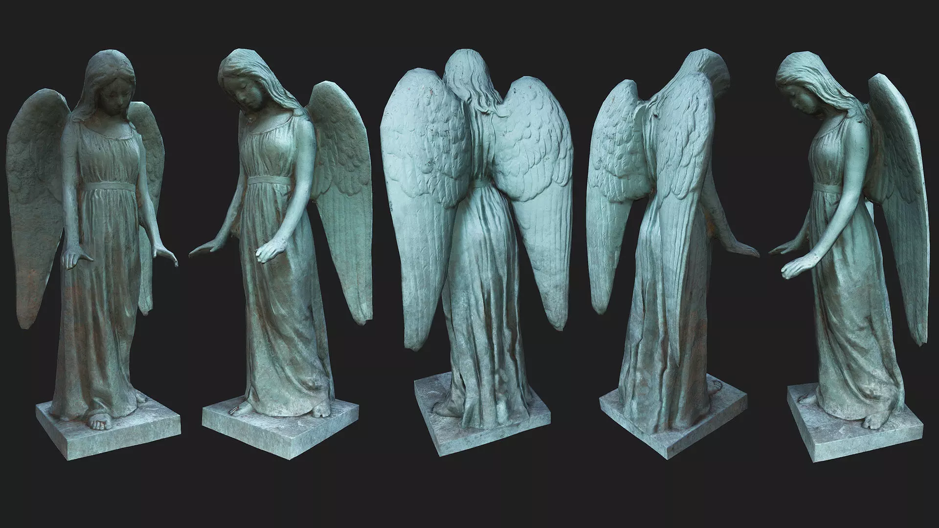Woman Angel Statue - Low Poly - Photogrammetry Low-poly 3D model_0