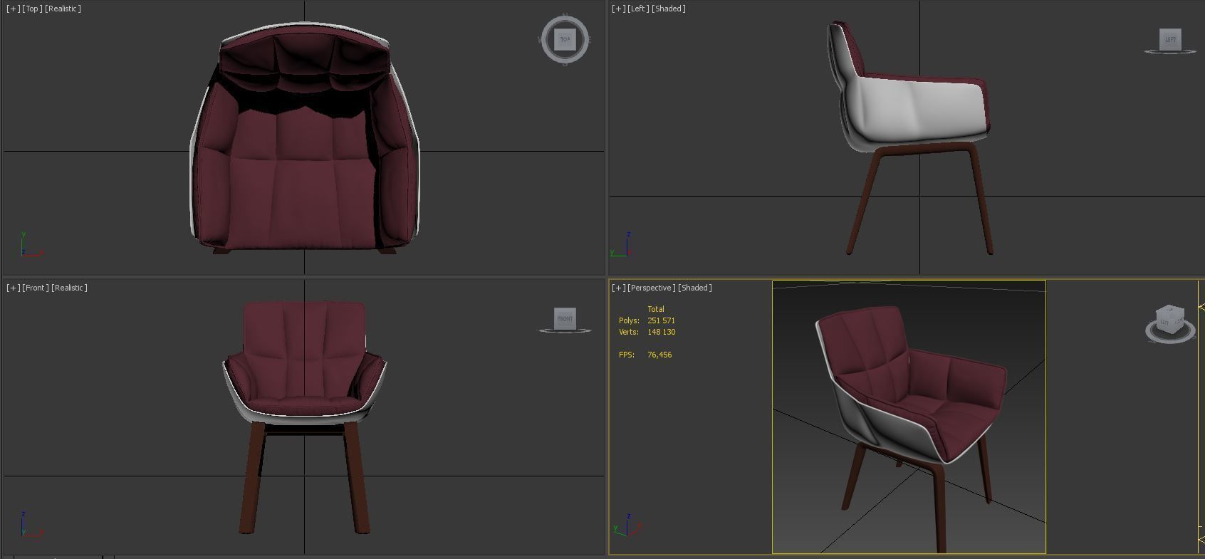 B and B italia Husk  chair 3D model_2
