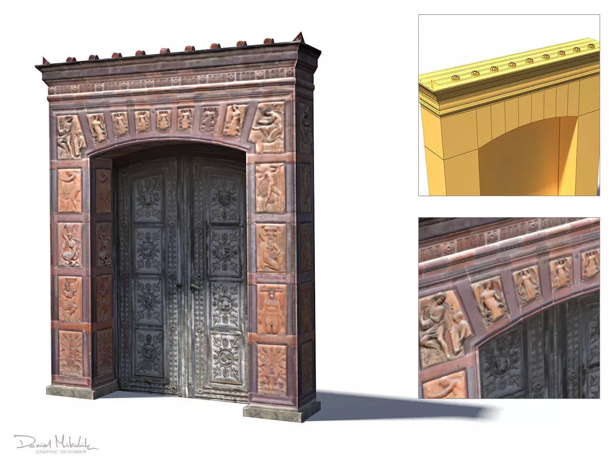 Decorative Door 60 Low-poly 3D model_0