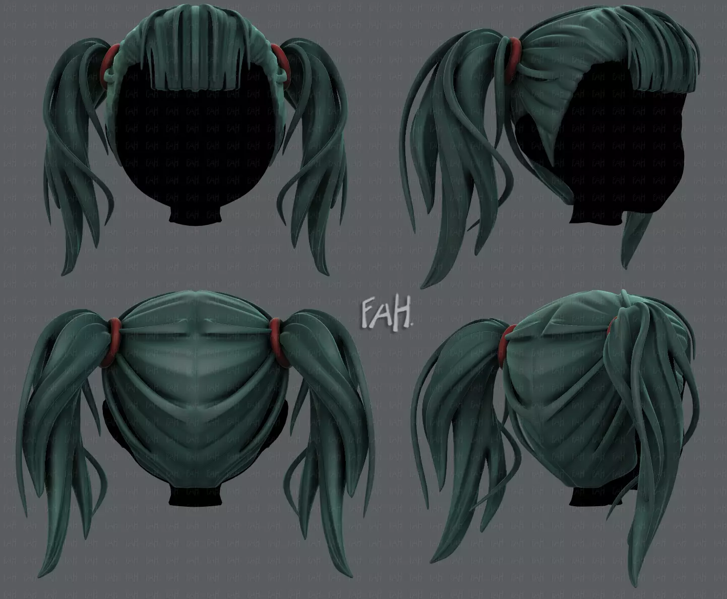 3D Hair style for girl V25 Low-poly 3D model