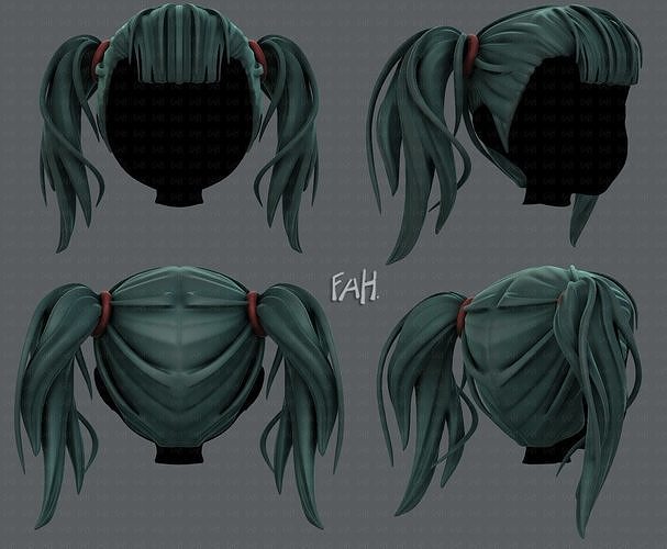 3D Hair style for girl V25 Low-poly 3D model